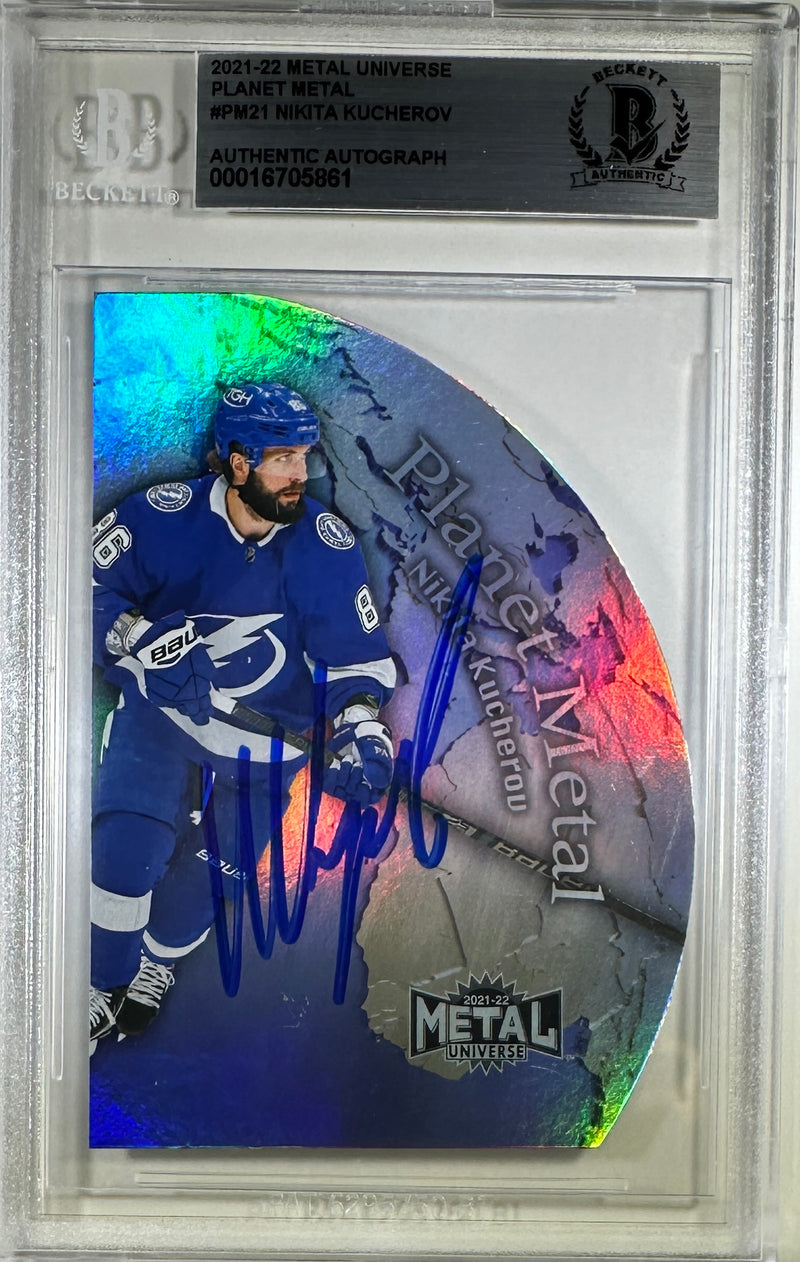 Nikita Kucherov auto card 2022 Metal Universe card Tampa Bay Lightning BAS Encap