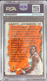 Larry Johnson auto inscribed 1996 Fleer #122 card Charlotte Hornets PSA Encap