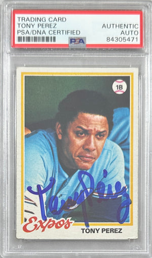 Tony Perez auto card topps 1978 #15 St. Montreal Expos PSA Encapsulated