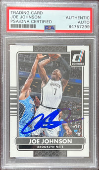 Joe Johnson auto 2015 Donruss #142 card Brooklyn Nets PSA Encapsulated