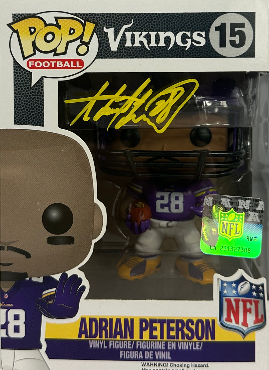 Adrian Peterson autographed signed funko #15 NFL Minnesota Vikings JSA COA