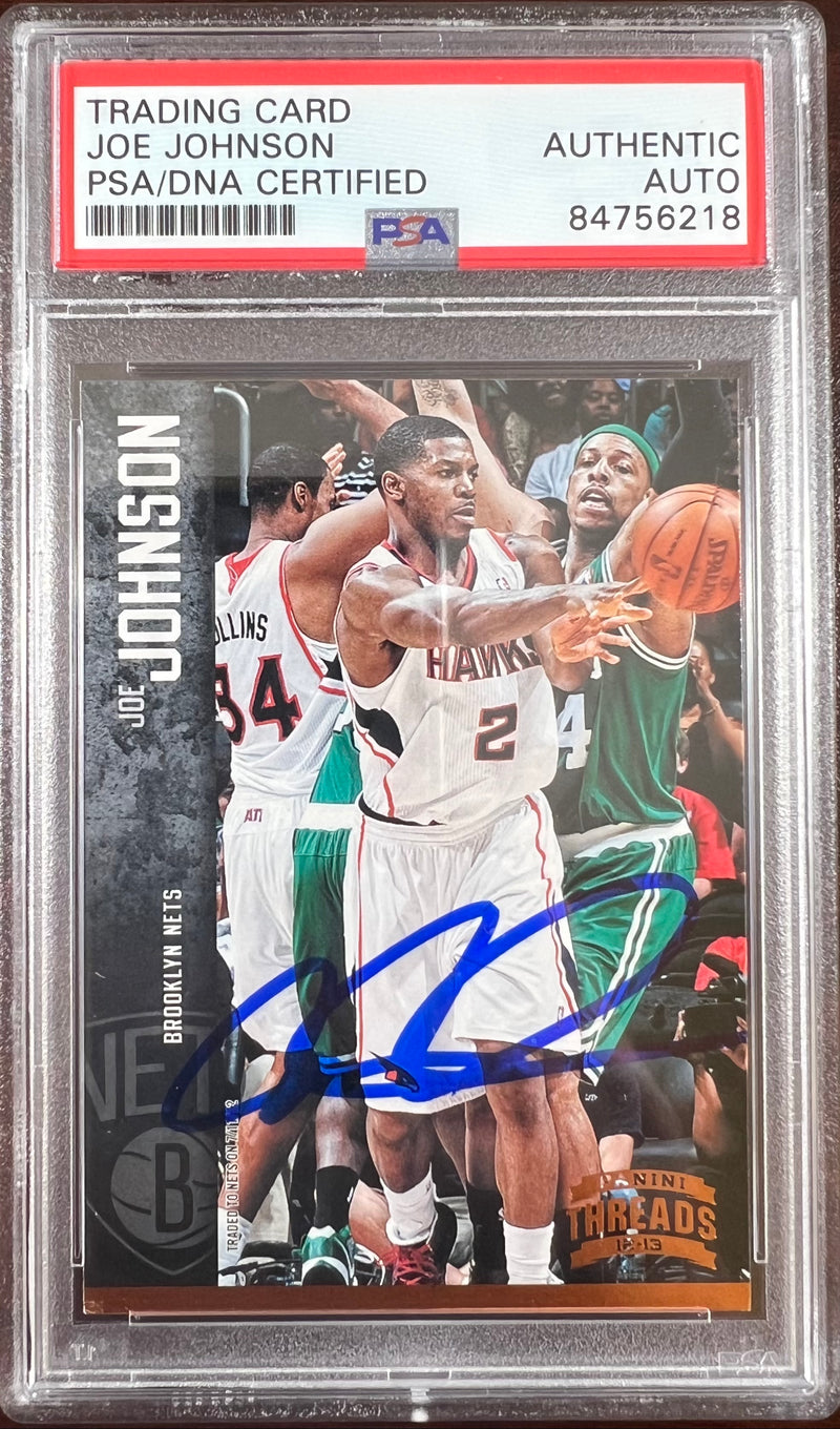 Joe Johnson auto 2012 Panini Threads #4 card Atlanta Hawks PSA Encapsulated