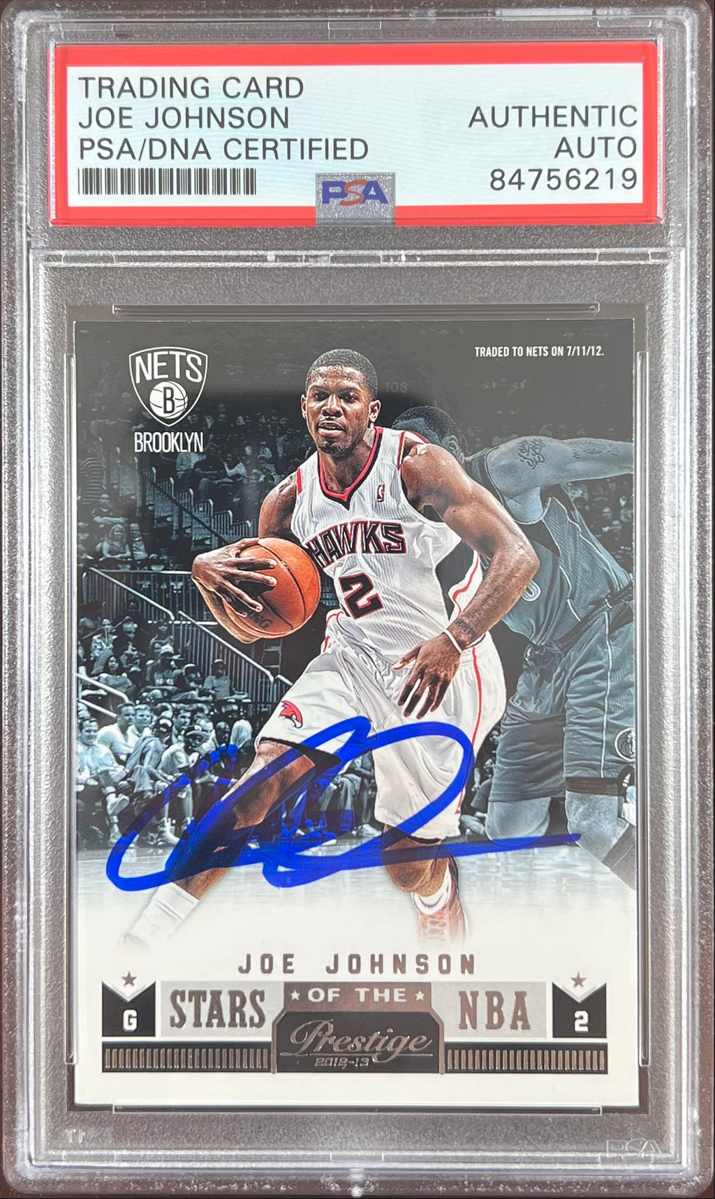 Joe Johnson auto 2012 Panini Prestige #6 card Atlanta Hawks PSA Encapsulated