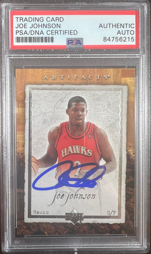 Joe Johnson auto 2007 Upper Deck Artifacts #1 card Atlanta Hawks PSA Encap