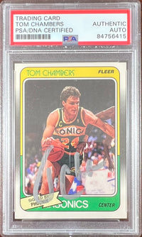 Tom Chambers auto 1988 Fleer #106 card Seattle SuperSonics PSA Encapsulated