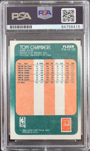 Tom Chambers auto 1988 Fleer #106 card Seattle SuperSonics PSA Encapsulated