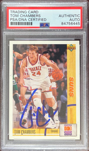 Tom Chambers auto 1991 Upper Deck #174 card Phoenix Suns PSA Encapsulated