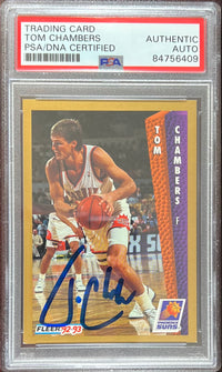 Tom Chambers auto 1992 Fleer #180 card Phoenix Suns PSA Encapsulated