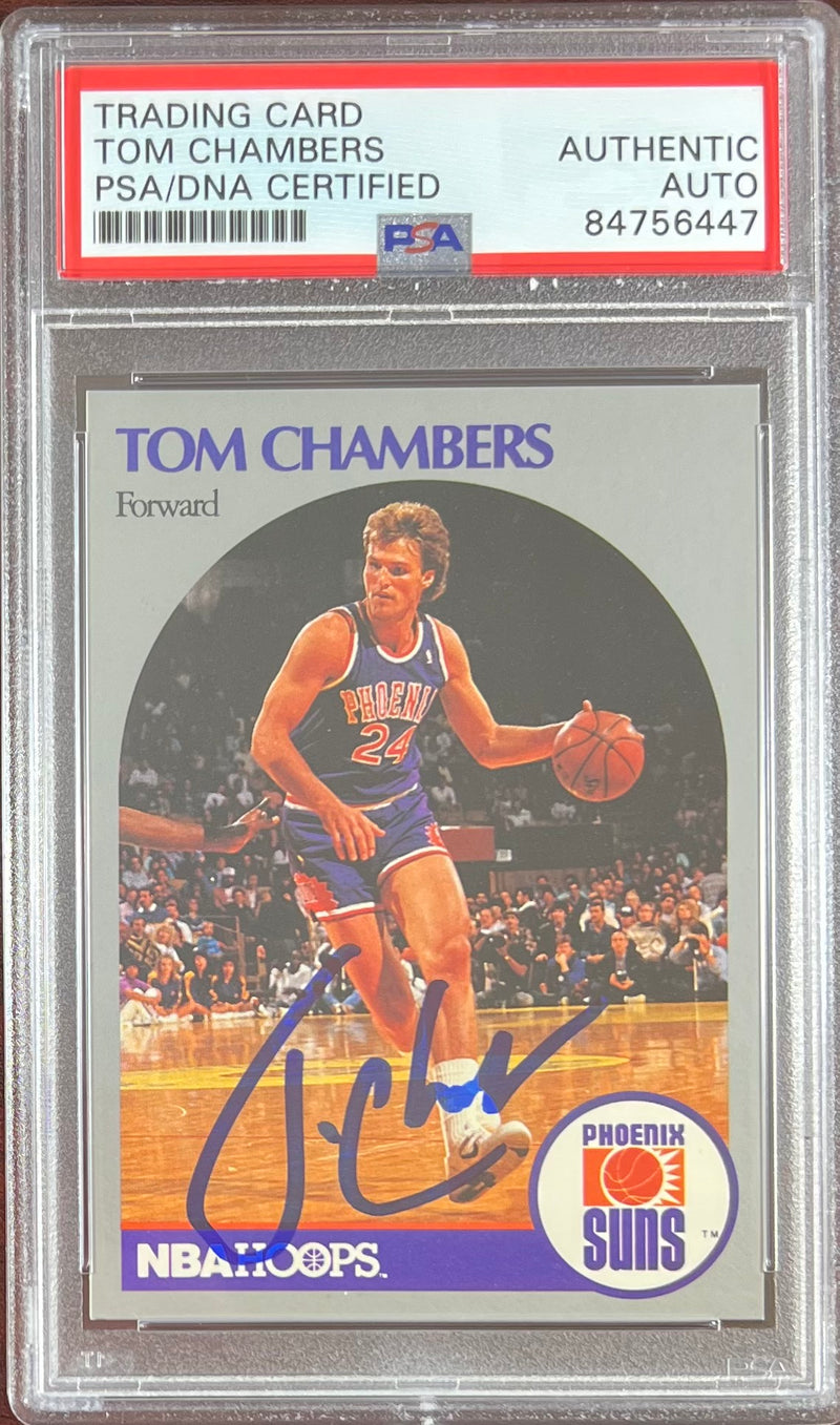 Tom Chambers auto 1990 NBA Hoops #234 card Phoenix Suns PSA Encapsulated