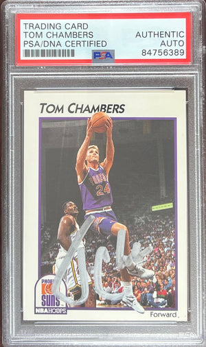 Tom Chambers auto 1991 NBA Hoops #32 card Phoenix Suns PSA Encapsulated