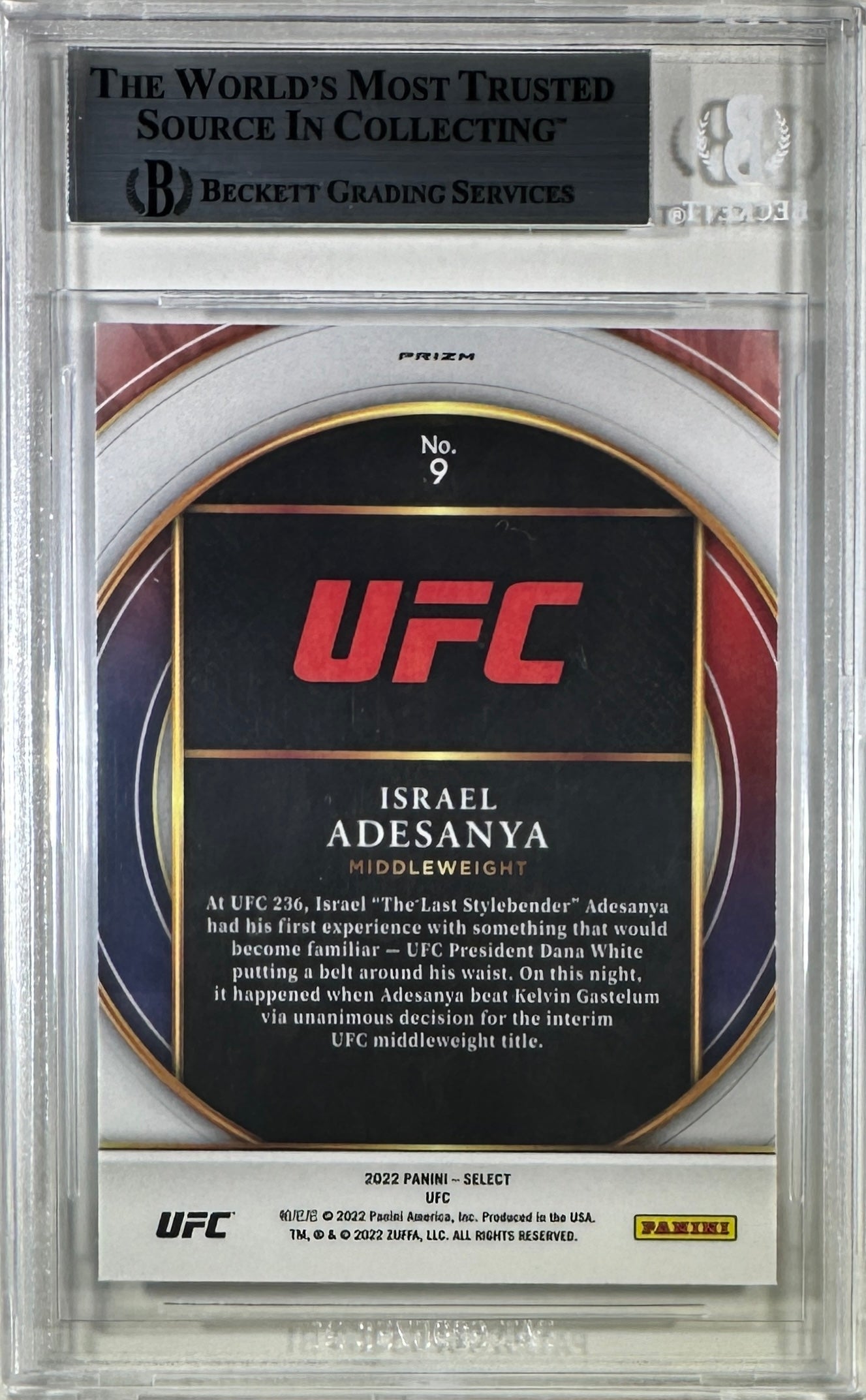 graded ufc cards Israel Adesanya autographed 2022 Panini card #9 UFC BAS Encapsulated – JAG Sports Marketing