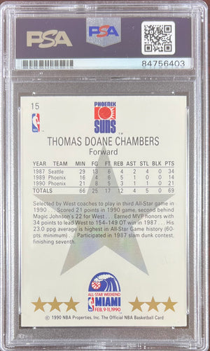 Tom Chambers auto 1990 NBA Hoops #15 card Phoenix Suns PSA Encapsulated