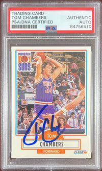 Tom Chambers auto 1990 Fleer #146 card Phoenix Suns PSA Encapsulated