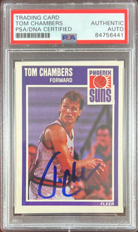 Tom Chambers auto 1989 Fleer #119 card Phoenix Suns PSA Encapsulated