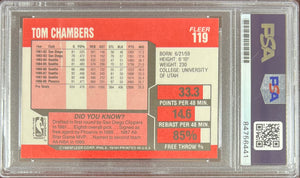 Tom Chambers auto 1989 Fleer #119 card Phoenix Suns PSA Encapsulated