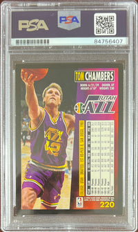 Tom Chambers auto 1994 Fleer #220 card Utah Jazz PSA Encapsulated
