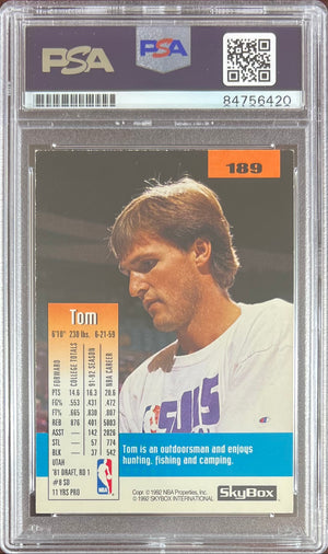 Tom Chambers auto 1992 SkyBox #189 card Phoenix Suns PSA Encapsulated