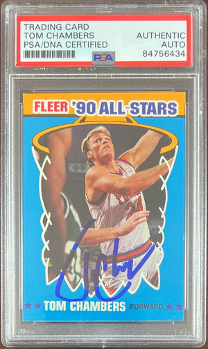 Tom Chambers auto 1990 Fleer #8 card Phoenix Suns PSA Encapsulated Utah Jazz