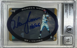 Warren Moon auto insc card 1996 UP SPX #25 NFL Vikings BAS Encap auto 10