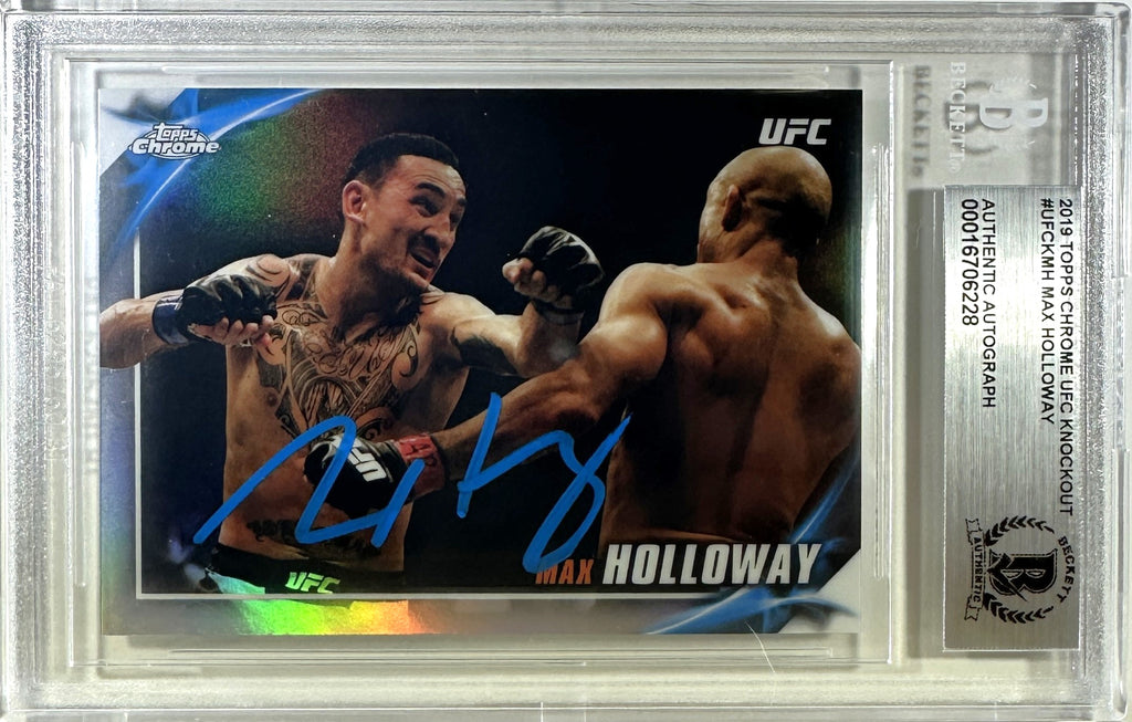 Max Holloway auto 2019 Topps Chrome #UFCK-MH BAS Encapsulated UFC