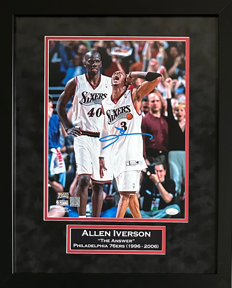 Allen Iverson signed framed 11x14 photo Philadelphia 76ers NBA JSA suede matte