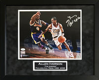 Allen Iverson signed inscribed framed 11x14 photo 76ers NBA JSA suede matte