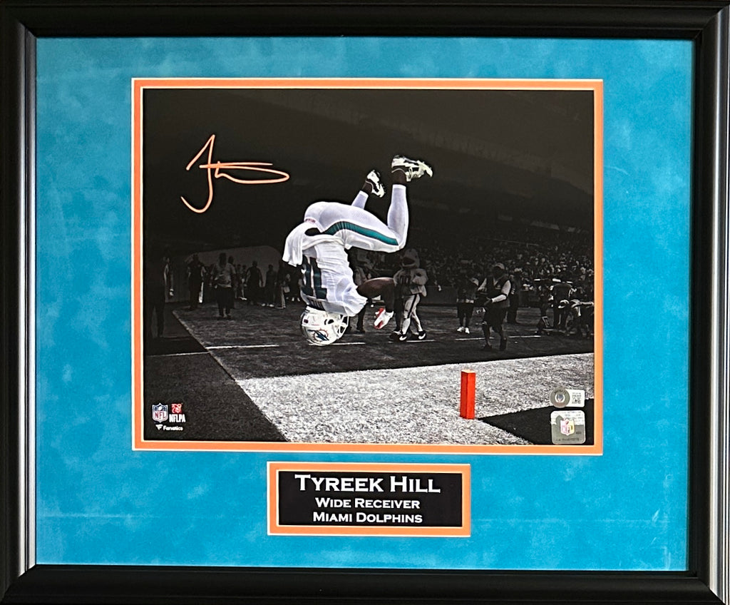 Tyreek Hill autographed signed suede framed 11x14 photo NFL Miami Dolphins BAS