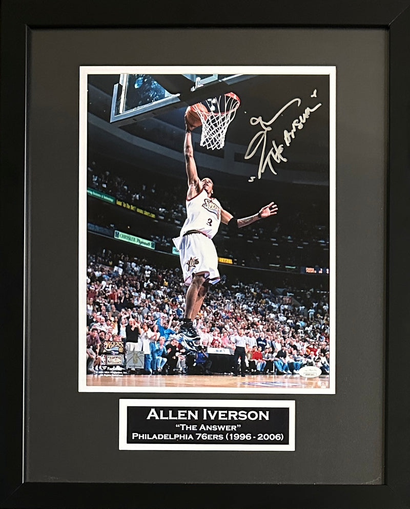 Allen Iverson signed inscribed framed 11x14 photo Philadelphia 76ers NBA JSA