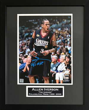 Allen Iverson signed inscribed framed 11x14 photo Philadelphia 76ers NBA JSA