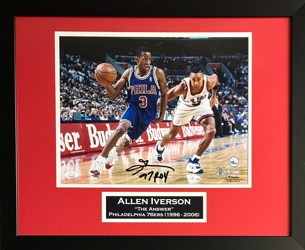 Allen Iverson signed inscribed framed 11x14 photo Philadelphia 76ers NBA JSA