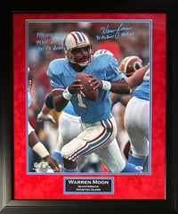 Warren Moon signed inscribed framed 16x20 photo NFL Houston Oilers PSA suede