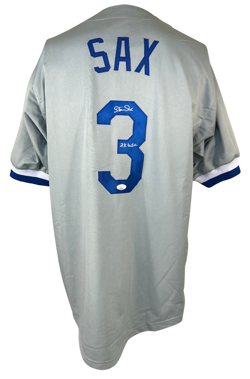 STEVE SAX SIGNED AUTOGRAPHED INSCRIBED GREY PRO STYLE JERSEY JSA COA