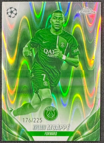 Kylian Mbappe 2023-24 Topps Chrome Night Vision Ray Wave #21 /225