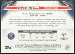 Kylian Mbappe 2023-24 Topps Chrome Night Vision Ray Wave #21 /225
