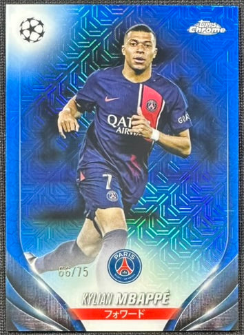 Kylian Mbappe 2023-24 Topps Chrome Blue Mojo /75 #21