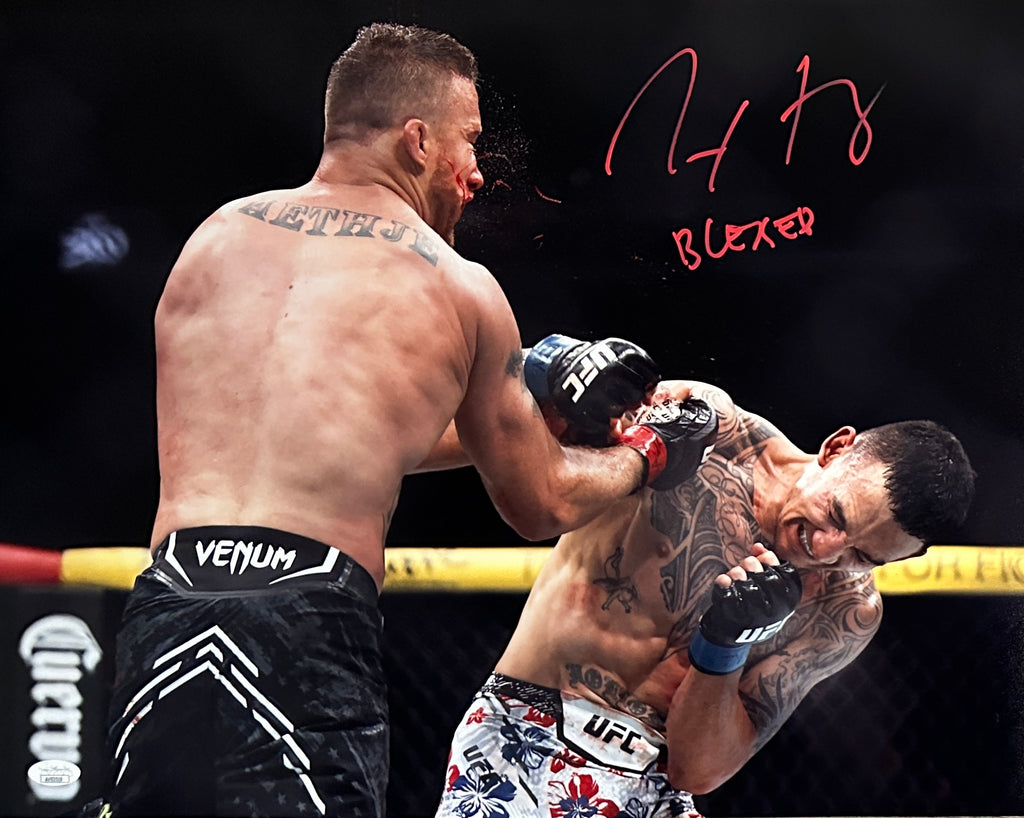 Max Holloway signed inscribed 16x20 photo UFC Blessed JSA COA Justin Gaethje