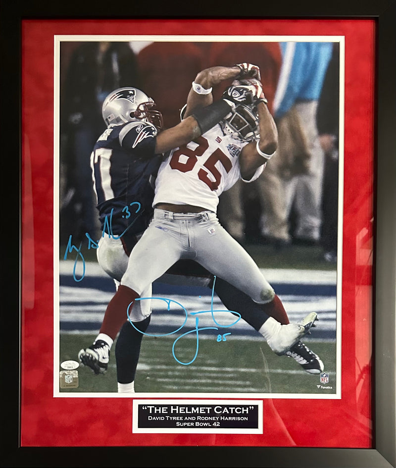 David Tyree Rodney Harrison signed framed 16x20 photo New York Giants JSA