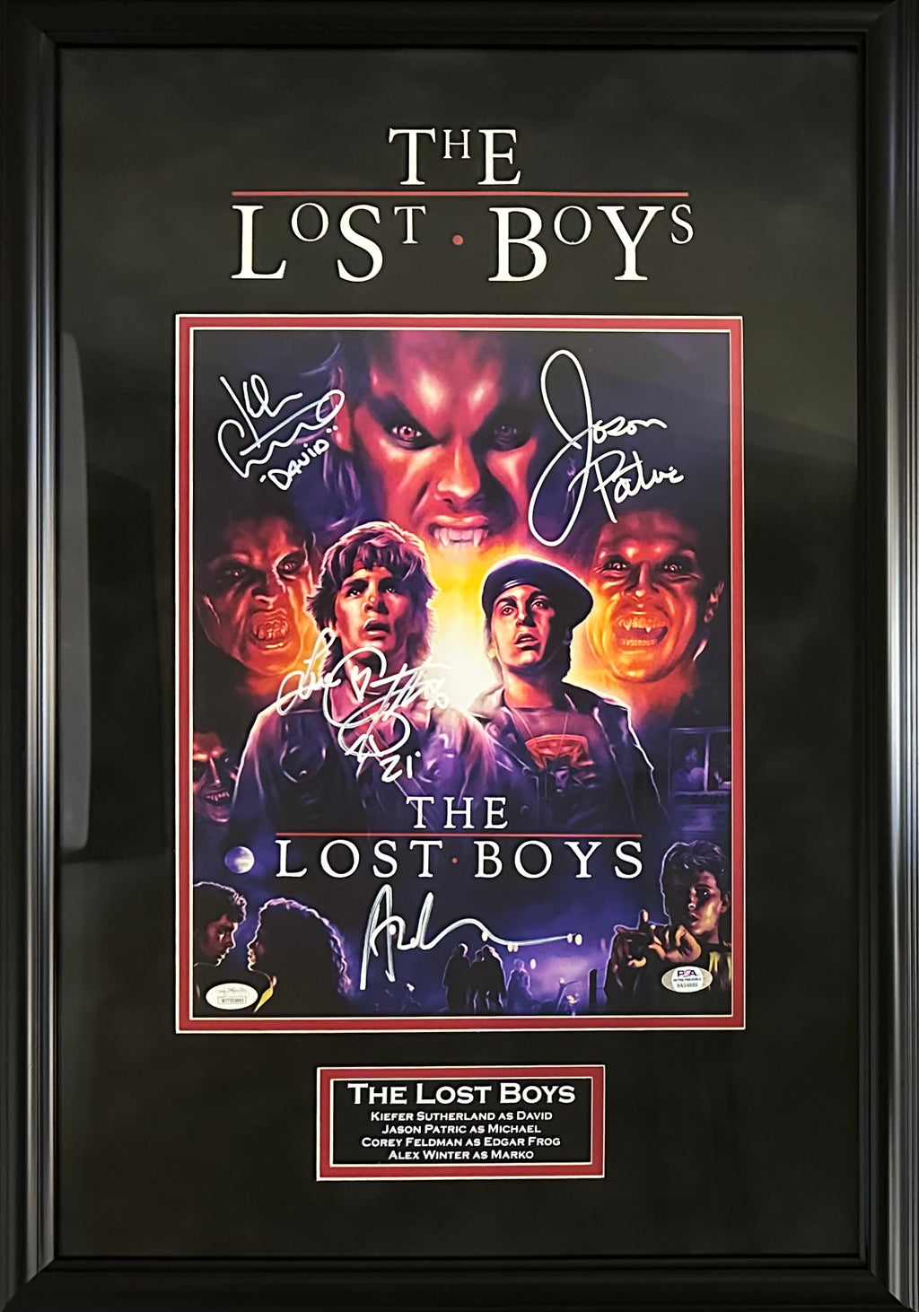 The Lost Boys cast autographed signed inscribed framed 11x14 photo JSA COA