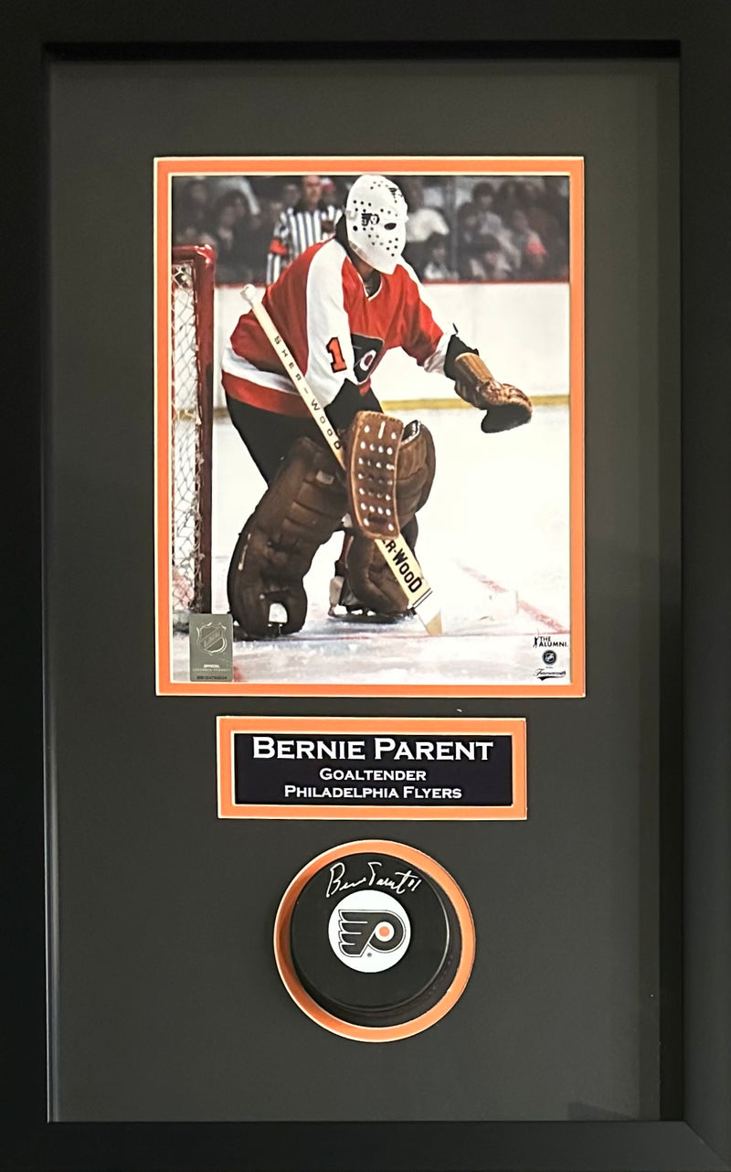 Bernie Parent autographed signed framed puck NHL Philadelphia Flyers JSA