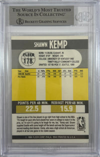 Shawn Kemp auto signed RC 1990 Fleer #178 Seattle Supersonics BAS Encapsulated