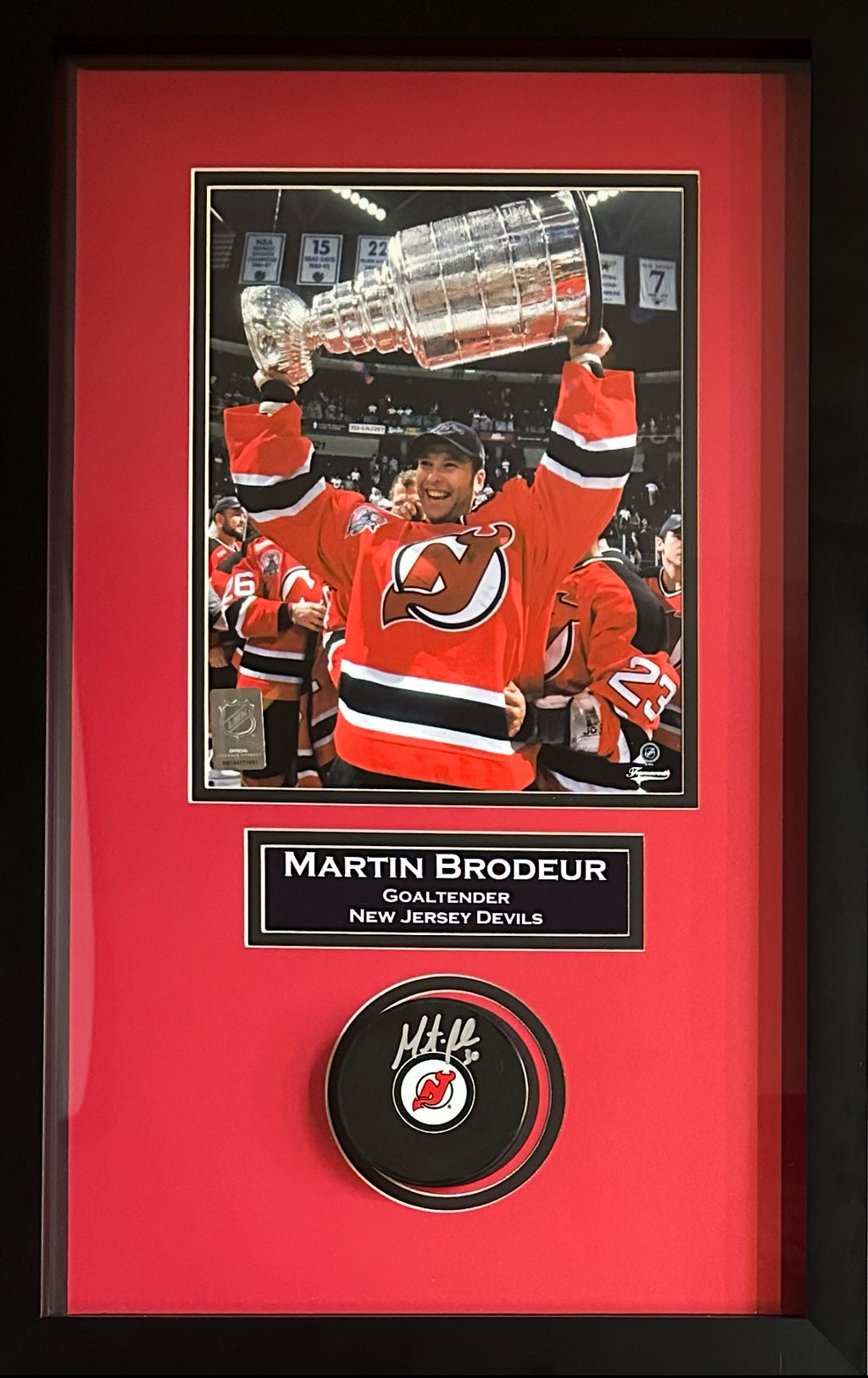 Martin Brodeur autographed signed framed puck NHL New Jersey Devils JSA