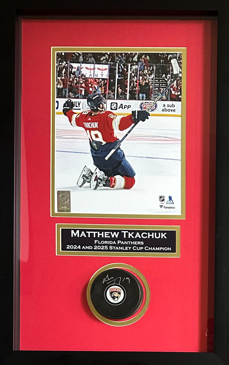 Matthew Tkachuk autographed signed framed puck NHL Florida Panthers JSA