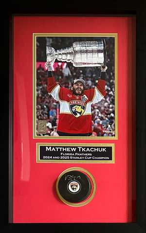 Matthew Tkachuk autographed signed framed puck NHL Florida Panthers JSA