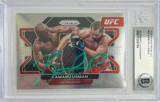 Kamaru Usman autographed 2022 Panini card #54 UFC BAS Encapsulated