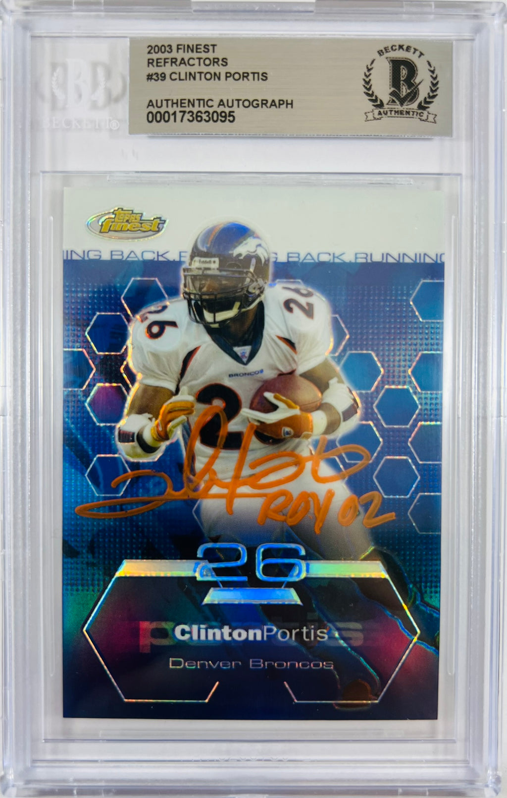 Clinton Portis auto signed Topps 2003 #198/199 Denver Broncos BAS Encap