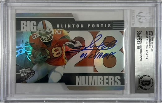Clinton Portis autographed signed PressPass #13 Miami Hurricanes BAS Encap RC