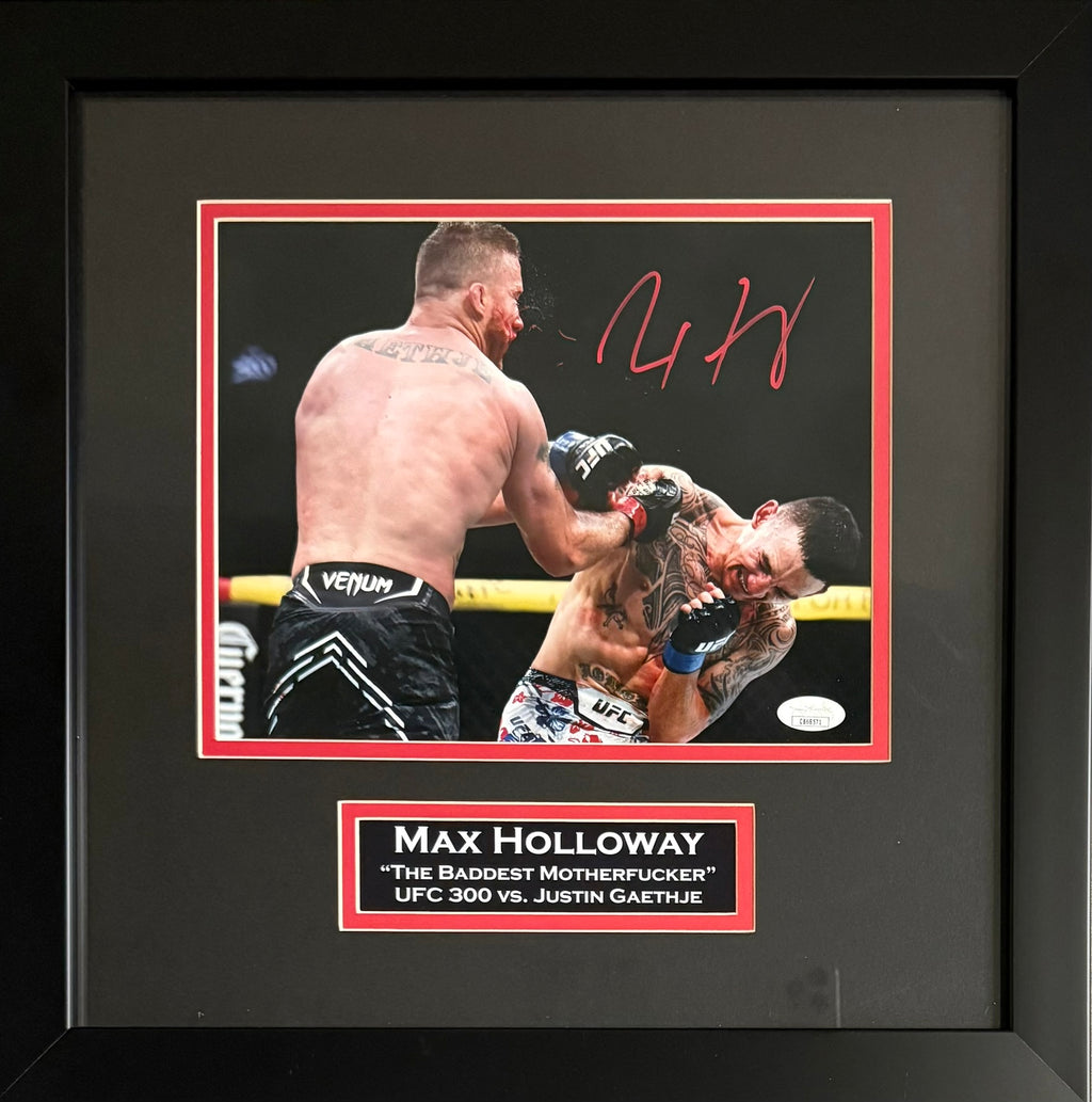 Max Holloway autographed signed framed 8x10 photo UFC JSA Justin Gaethje