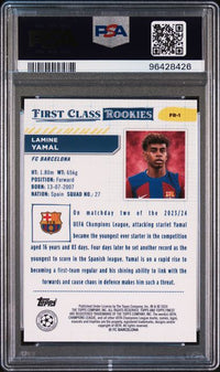 Lamine Yamal 2023-24 Topps Finest RC First Class UEFA PSA 9 Club Competitions