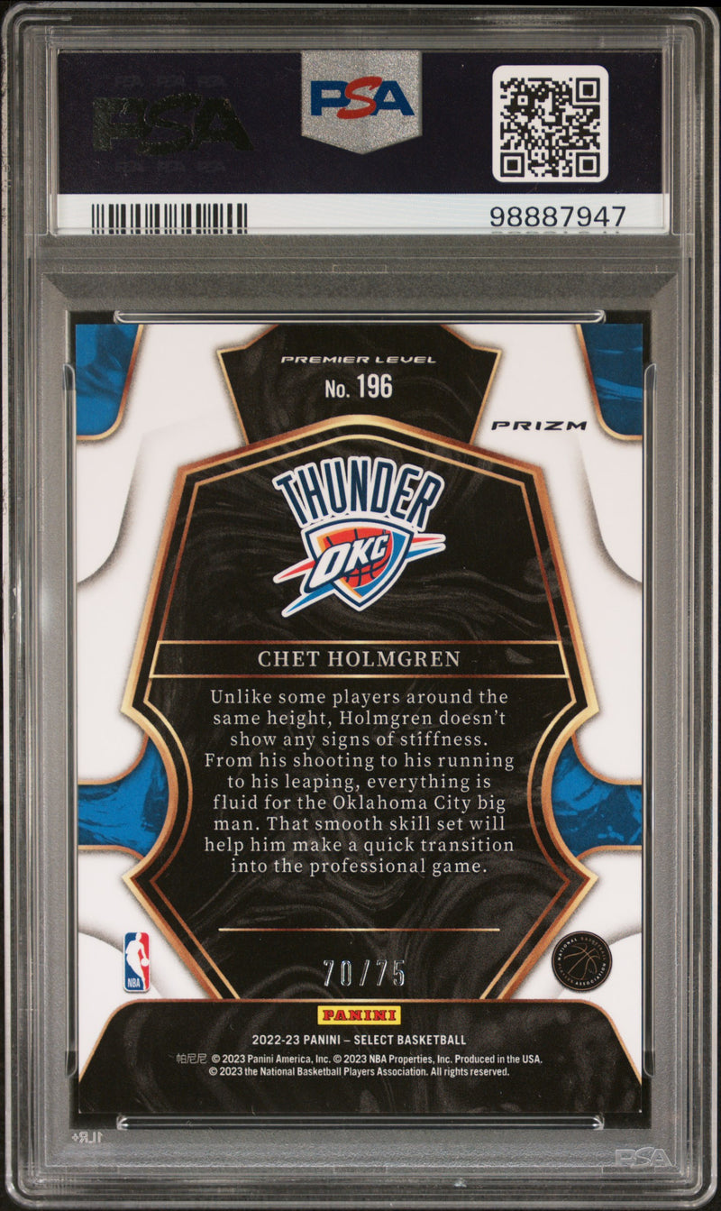 Chet Holmgren RC 2022 Panini Select White Disco /75 #196 PSA 9