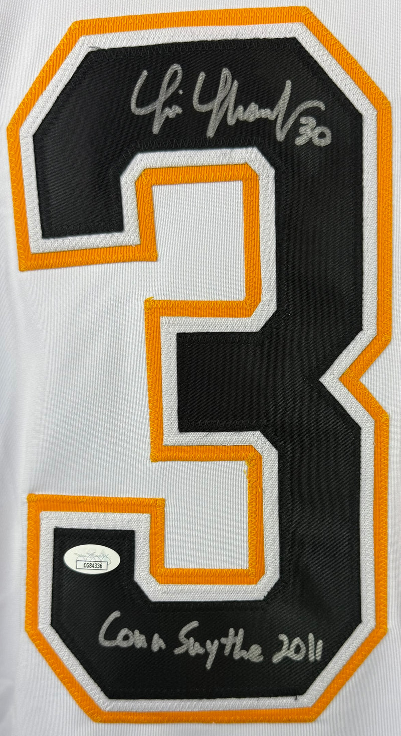 TIM THOMAS AUTOGRAPHED SIGNED INSCRIBED CUSTOM WHITE PRO STYLE JERSEY JSA COA